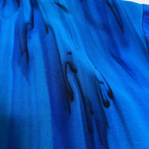 L Leeanne original vintage blue and purple hand painted silk jacket size S - Picture 15 of 15